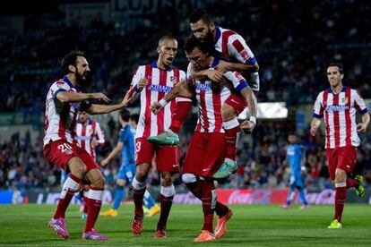 El Atlético celebra un gol en Champions.