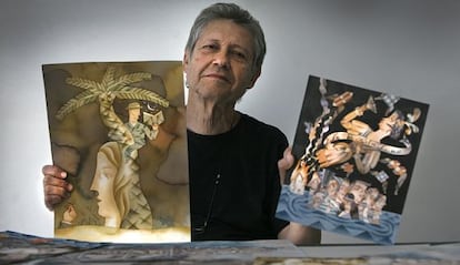 Miguel Calatayud amb dues de les seues obres.