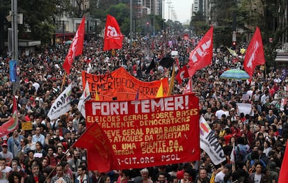 A avenida Paulista ficou lotada durante ato contra Temer.