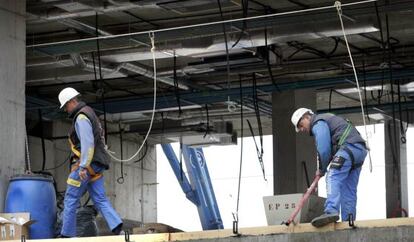 Trabajadores de la construcción en Barcelona.