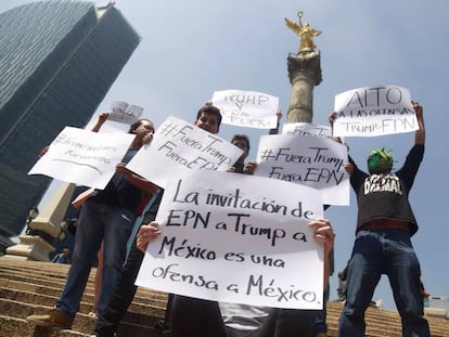 Manifestación contra la visita de Donald Trump a la Ciudad de México.