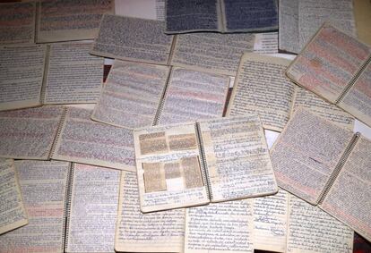 Cuadernos escritos en la cárcel por Marcelino Camacho que forman parte de su archivo.