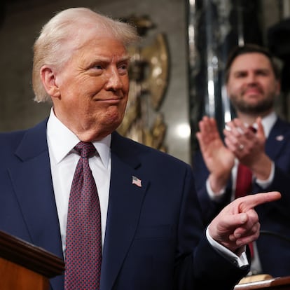 President Donald Trump addresses a joint session of Congress at the Capitol in Washington, Tuesday, March 4, 2025. (Win McNamee/Pool Photo via AP)