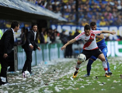 Una imagen del cl&aacute;sico ganado por River en La Bombonera en mayo. El pr&oacute;ximo ser&aacute; el 5 de noviembre, en el Monumental.