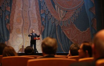 El presidente ruso, Vladimir Putin, durante su discurso en la inauguración del Mariinski II.