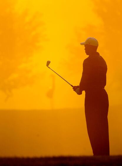 Tiger Woods, durante su entrenamiento de ayer.