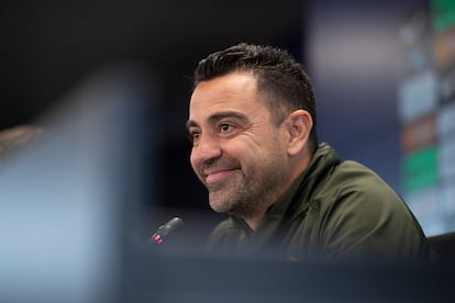 Xavi Hernández durante una rueda de prensa, el pasado 18 de mayo.