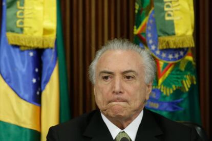 O presidente interino, Michel Temer, nesta ter&ccedil;a-feira.