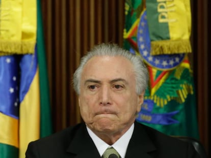 O presidente interino, Michel Temer, nesta ter&ccedil;a-feira.