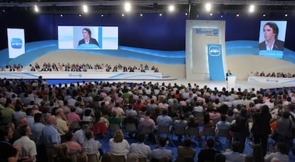 El expresidente Aznar en el congreso nacional del PP celebrado en Feria Valencia en 2008.