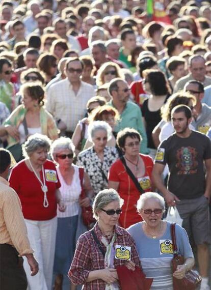 Manifestantes en la protesta de ayer en Pontevedra.