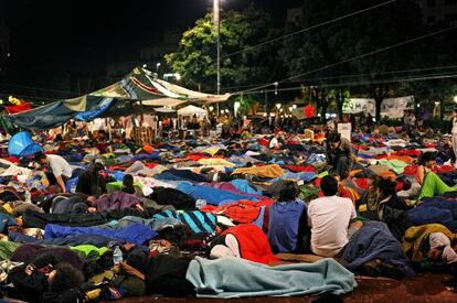 Acampada del 15-M en Barcelona.