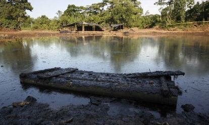 Zona contaminada en la provincia de Sucumbios, en la Amazonía norte.
