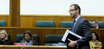 Javier Maroto, este jueves en el pleno del Parlamento vasco.