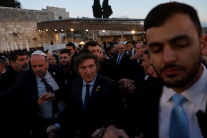 Javier Milei presidente de Argentina durante su visita en Jerusalén, Israel, en febrero de 2024.