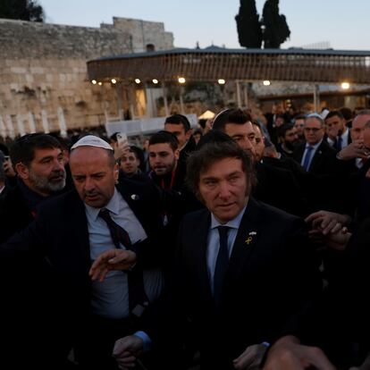 Javier Milei presidente de Argentina durante su visita en Jerusalén, Israel, en febrero de 2024.
