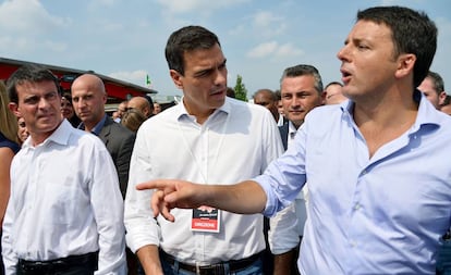 Valls, Renzi y Sánchez, en septiembre de 2014.