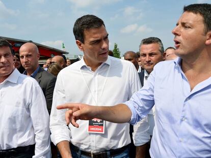 Valls, Renzi y Sánchez, en septiembre de 2014.