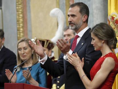 Los Reyes de Espa&ntilde;a, en el Congreso de los diputados. 