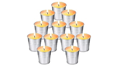 Juego de 12 velas de citronela con diseño decorativo