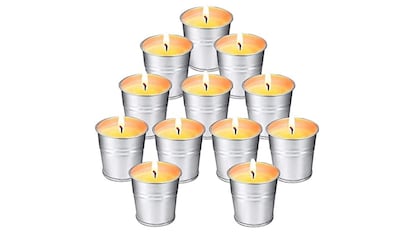 Juego de 12 velas de citronela con diseño decorativo