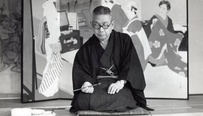 Ito Shinsui, dispuesto a dibujar, en una imagen de 1954.