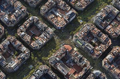 Vista aérea de la manifestación.