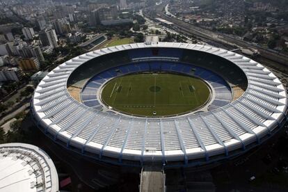 Vista aérea del reinagurado estadio Maracaná, en el que se van a disputar los partidos Ecuador - Francia, España - Chile, Argentina - Bosnia, Bélgica - Rusia y la final del Mundial Brasil 2014.