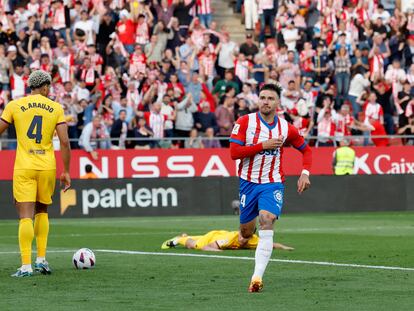 Portu celebra uno de sus dos goles frente al FC Barcelona.