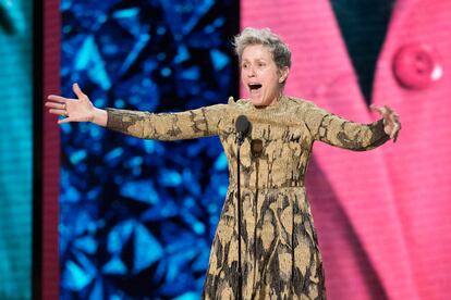 Frances Mcdormand durante su discurso.