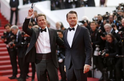 Los actores Brad Pitt y Leonardo DiCaprio en el estreno de 'Érase una vez...en Hollywood'.