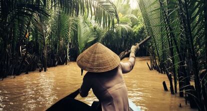 Canal del delta del Mekong en julio.