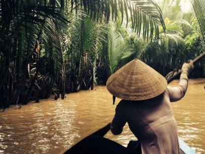 Canal del delta del Mekong en julio.