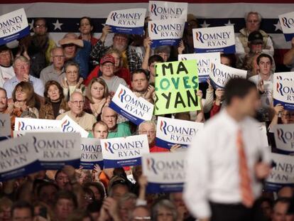 Paul Ryan se dirige a una multitud de votantes republicanos en Lima, Ohio.