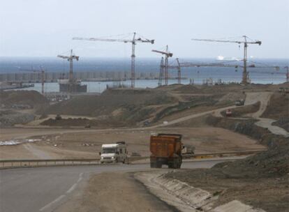 Construcción del nuevo puerto Tánger Med en Marruecos, en 2008.