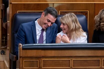 Pedro Sánchez y Yolanda Díaz, el martes en el Congreso.