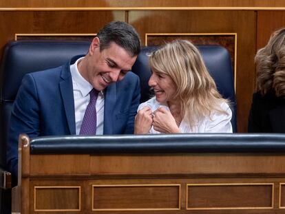 Pedro Sánchez y Yolanda Díaz, el martes en el Congreso.