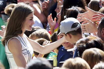 La Reina Letizia durante su visita el jueves a Santo Toribio de Liebana.