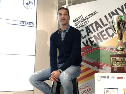 Gerard López, seleccionador de Catalunya, en la sede de la Federación Catalana de Fútbol. 