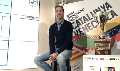 Gerard López, seleccionador de Catalunya, a la seu de la Federació Catalana de Futbol.