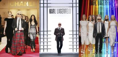 Karl Lagerfeld, en algunos de sus desfiles.