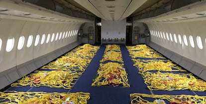 Interior del A330/300 reconvertido por Iberia en avión carguero.