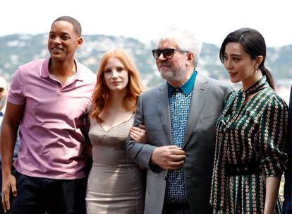 Los miembros del jurado Will Smith, Jessica Chastain, Pedro Almodóvar y Fan Bingbing.