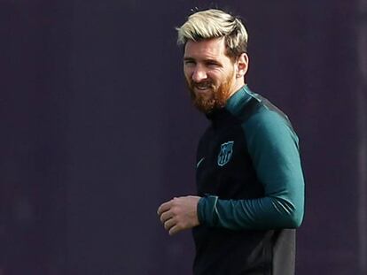 Messi, durante el entrenamiento de ayer en la ciudad deportiva.