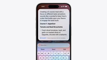 El nuevo Siri pide permiso para consultar a ChatGPT ciertas preguntas y avisa es necesario verificar la información importante.