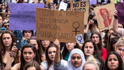 Manifestación feminista en mayo de 2018 en Barcelona.  