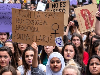 Manifestación feminista en mayo de 2018 en Barcelona.  