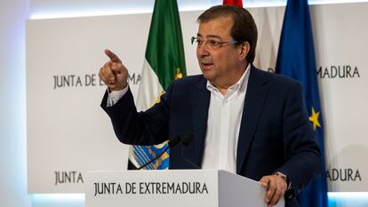 El presidente en funciones de la Junta de Extremadura, Guillermo Fernández Vara, este miércoles. 