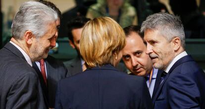 El ministro de Interior, Fernando Grande-Marlaska, en la reunión con sus homólogos europeos, el pasado 7 de junio, en Luxemburgo.