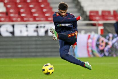 Villa, entrenándose ayer en el estadio lisboeta.